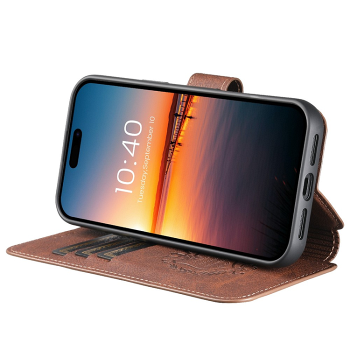 SUTENI - SUTENI iPhone 17 Plånboksfodral Detachable Q-05 - Brun