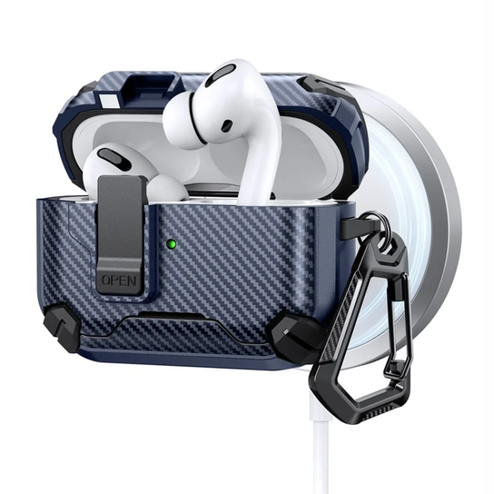 A-One Brand - AirPods Pro Skal Magsafe Carbon Fiber - Mörkblå