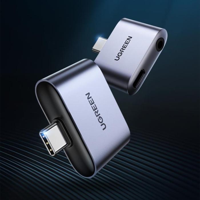 Ugreen - UGreen Adaptrar USB-C Till USB-C/Mini Jack 3.5mm - Grå