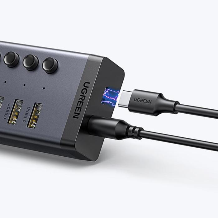 Ugreen - Ugreen Multifunctional HUB 7in1 USB Typ-C PD DC 12V - Grå