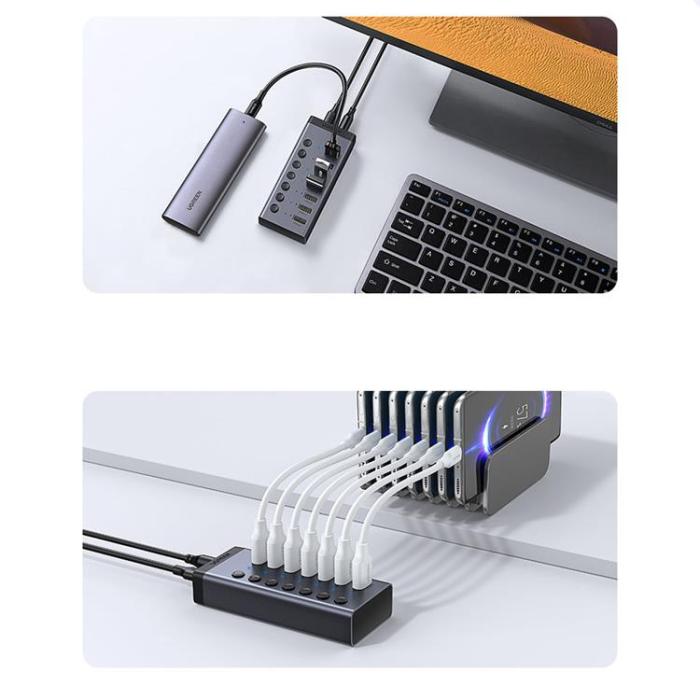 Ugreen - Ugreen Multifunctional HUB 7in1 USB Typ-C PD DC 12V - Grå