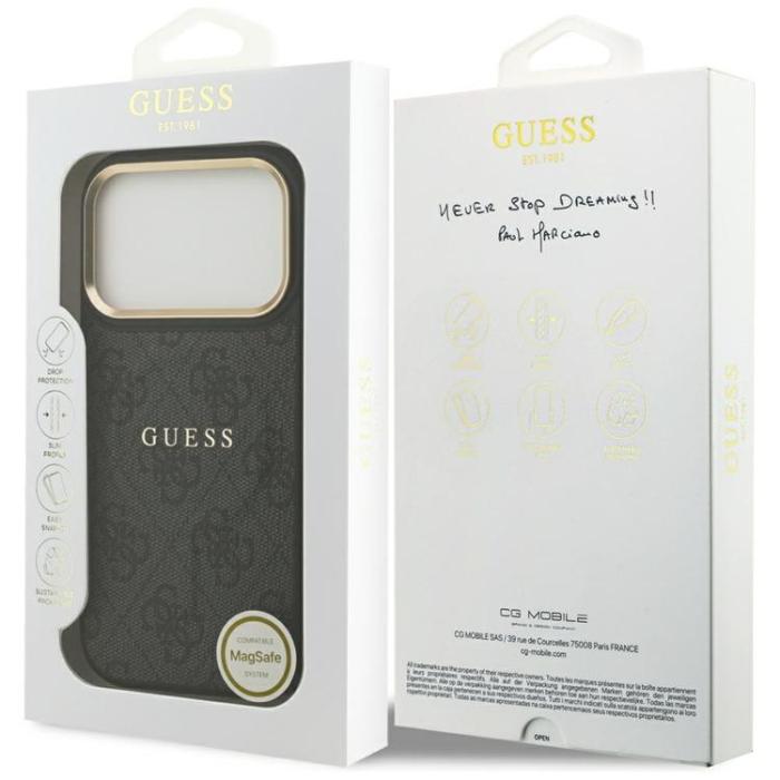 Guess - Guess iPhone 17 Pro Mobilskal MagSafe 4G PU Classic Logo - Svart