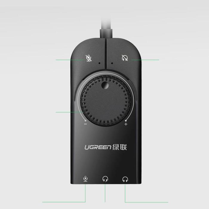 Ugreen - Ugreen External USB Adapter 3.5 mm Mini Jack - Svart