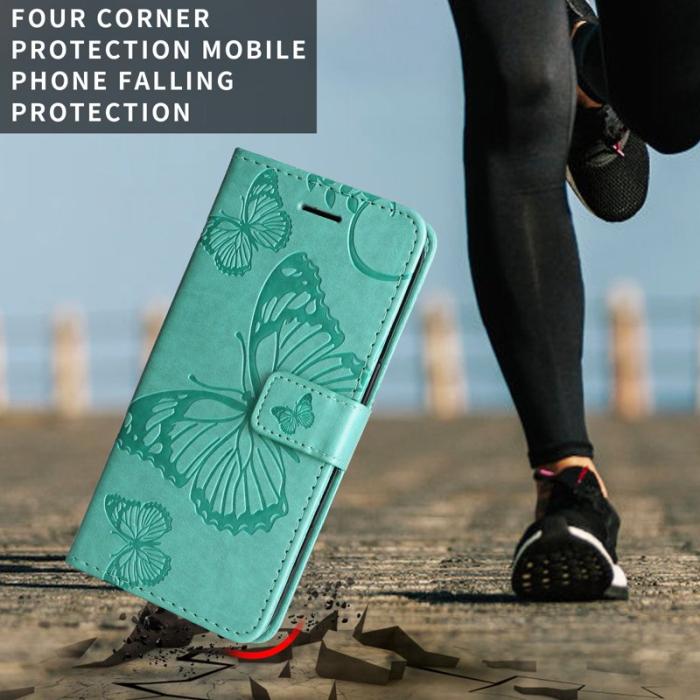 OEM - Samsung Galaxy A57 Plånboksfodral Konstläder Blommor - Grön