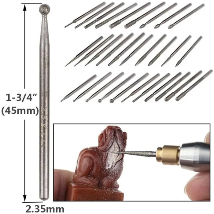 OEM - [30-Pack] Nail Art-borr med 2.35 mm Skaftsliphuvudverktyg