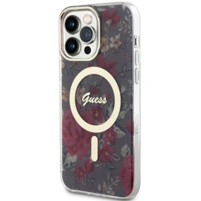 Guess - Guess iPhone 14 Pro Mobilskal MagSafe Flower - Grön
