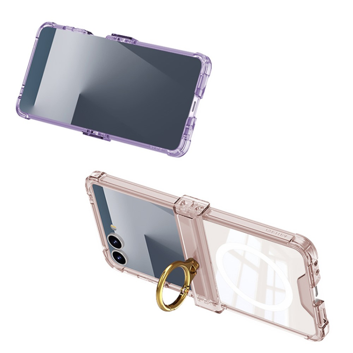 GKK - GKK Galaxy Z Flip 7 Mobilskal med Ringhållare Airbag - Ljusrosa