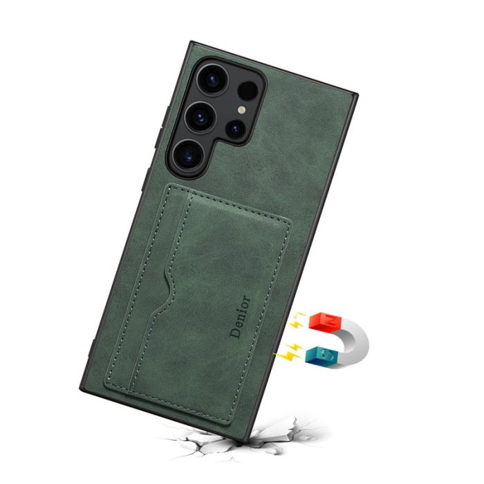 DENIOR - DENIOR Samsung Galaxy S24 Ultra Fodral KonstLäder Grön