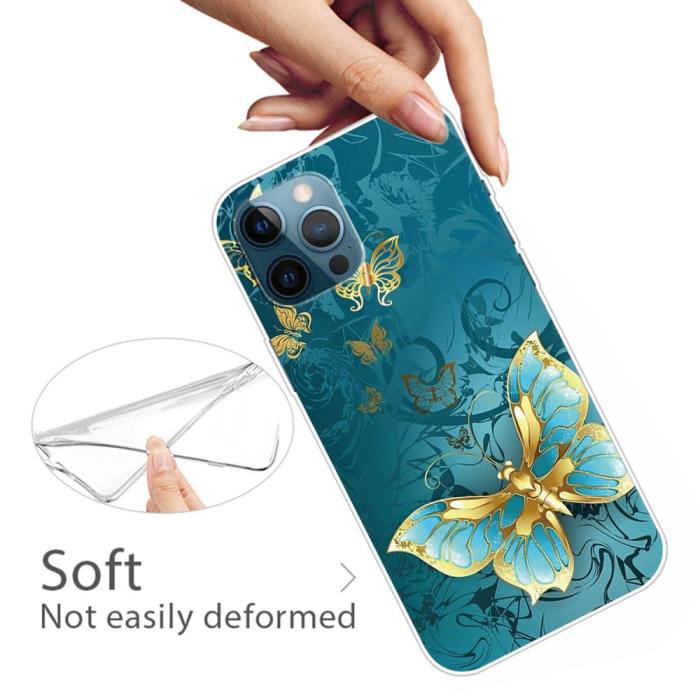 SpareParts - iPhone 14 Pro Max Skal TPU - Gyllene fjäril