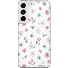 Gustaf - Mobilskal till Samsung Galaxy S22+ 5G med Blommor och fj&auml;rillar