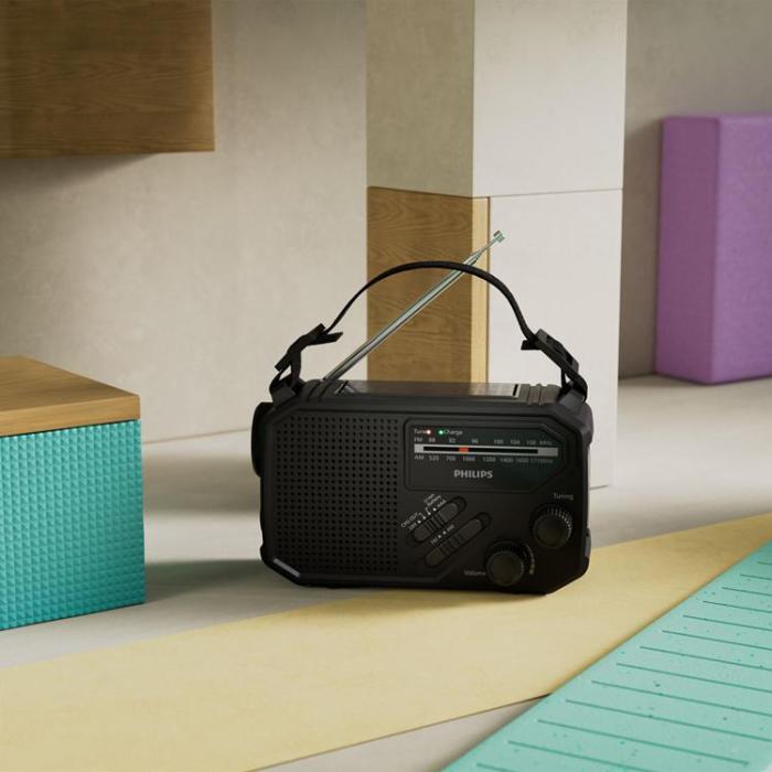 Philips - Philips Radio AM/FM Ficklampa Solcell Handvev - Svart