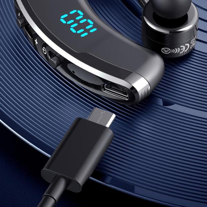 OEM - Single In-Ear Hörlur Bluetooth Med Display och med laddningsfodral V9S