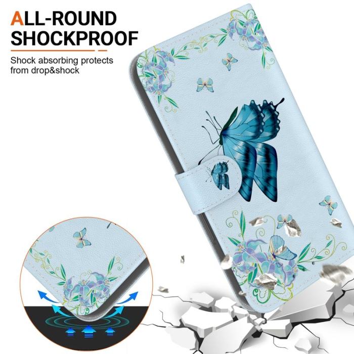 OEM - Samsung Galaxy S26 Plånboksfodral Anti-Drop Mönstertryck Konstläder - Blå Fjäril