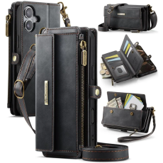 Caseme - Caseme iPhone 16 Plånboksfodral RFID Blocking Zipper - Svart