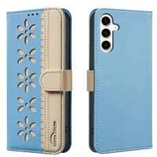 BINFEN COLOR - BINFEN Samsung Galaxy A35 5G Fodral &Auml;kta L&auml;der RFID Skydd - Baby Blue