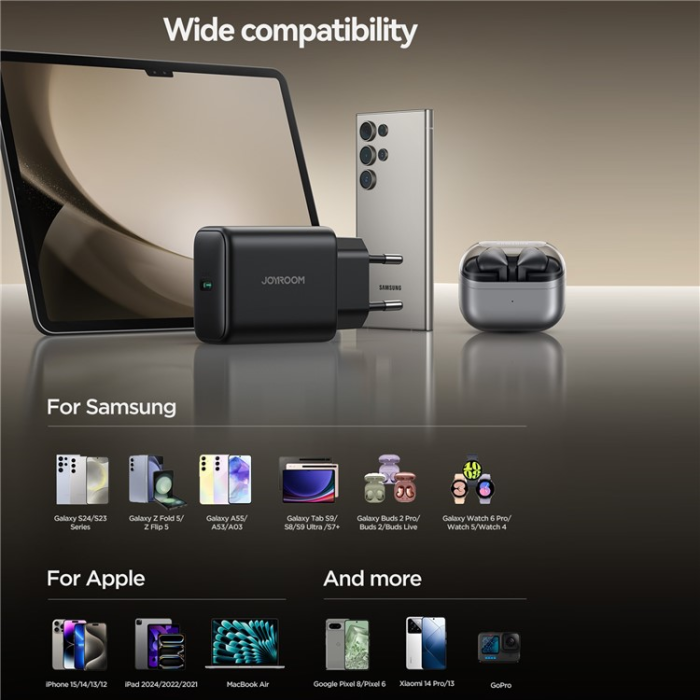 Joyroom - JOYROOM GaN Väggladdare USB-C 45W TCG13 EU Mini - Svart