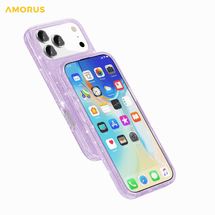 AMORUS - AMORUS Mobilskal till iPhone 17 Pro Max Magsafe Glitter Powder PC + TPU - Lila