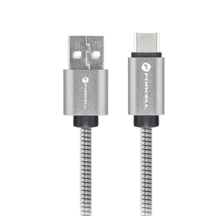 Forcell - FORCELL USB-A - USB-C 66W Kabel 2m C234 QC4.0A 3A - Silver