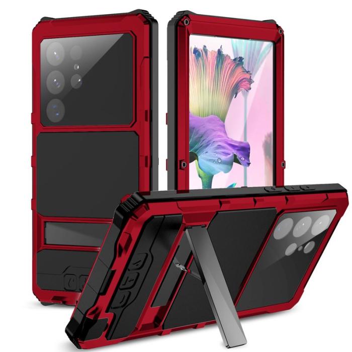 R-JUST - R-JUST Mobilskal till Galaxy S23 Ultra PC+Silicone Röd