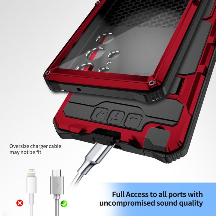 R-JUST - R-JUST Mobilskal till Galaxy S23 Ultra PC+Silicone Röd