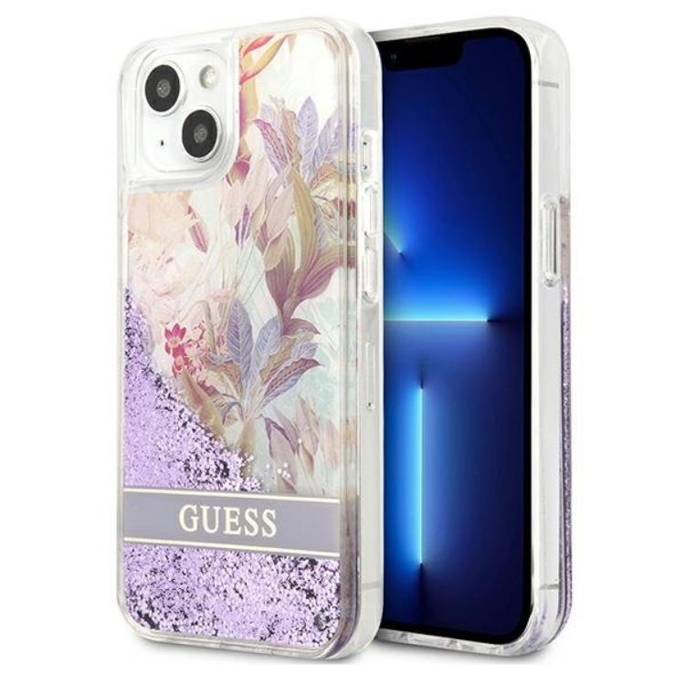 Guess iPhone 13 mini Skal Flower Liquid Glitter - Lila | 2353 | AlltMobil