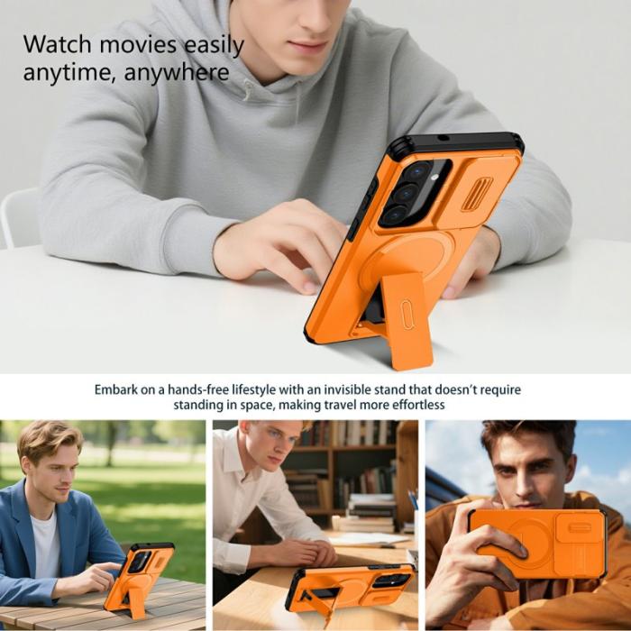 OEM - Mobilskal för Samsung Galaxy S26 Plus Magnetiskt Kickstand PC + TPU - Orange