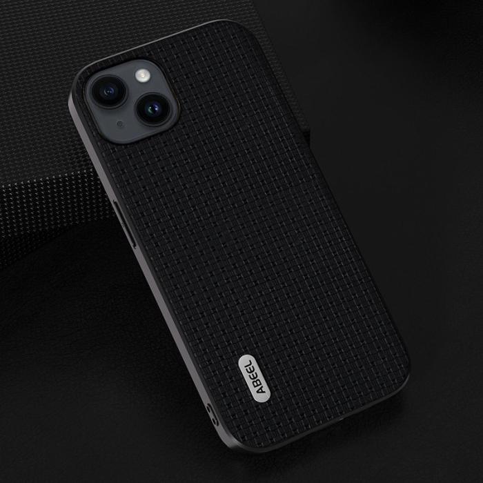 ABEEL - ABEEL Mobilskal till iPhone 14 Shockproof Äkta läder- Svart