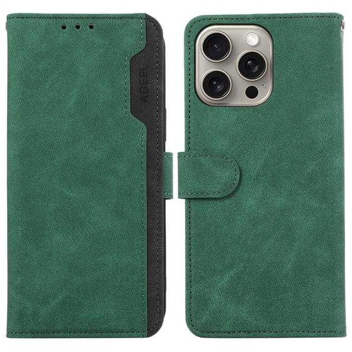 ABEEL - ABEEL Plånboksfodral Konstläder för iPhone 12 Pro Max 6.7 tum - Grön