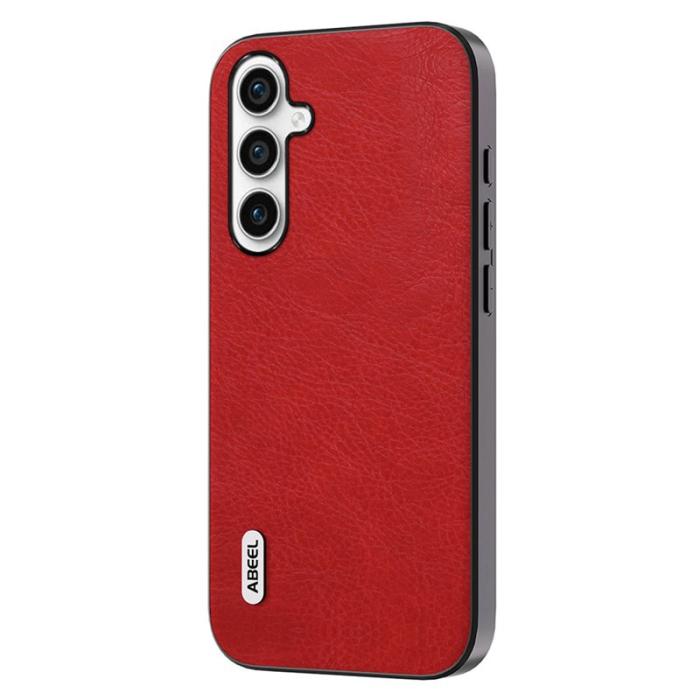 ABEEL - ABEEL TPU+PC Mobilskal för Samsung Galaxy A34 5G - Röd Litchi Textur