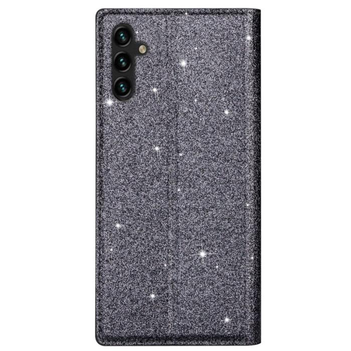 OEM - Mobilskal till Samsung Galaxy S26 Plus Glittrande Konstläder + TPU Kortfack Grå