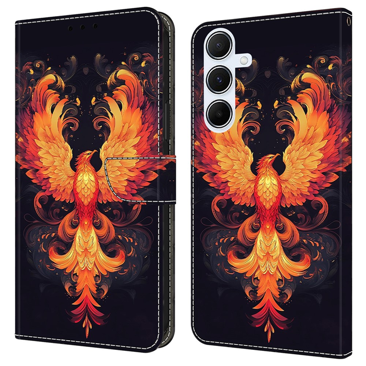 Galaxy A17 5G Konstläder Plånboksfodral Pattern Printing - Flame Bird | 2353 | AlltMobil
