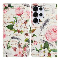 OEM - Samsung Galaxy S26 Ultra Pl&aring;nboksfodral Flip Konstl&auml;der Gr&ouml;n Blommor
