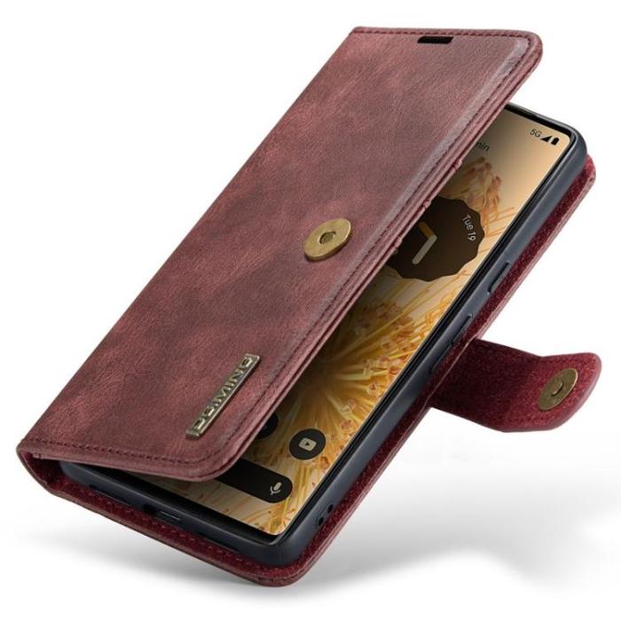 DG.MING - DG.MING Google Pixel 7 Pro Plånboksfodral Detachable 2in1 Äkta läder - Röd