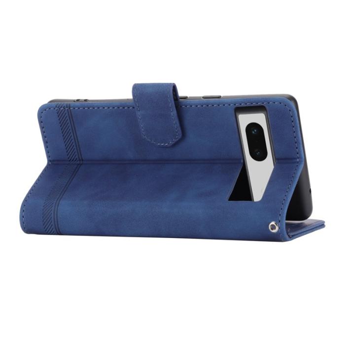 DIERFENG - DIERFENG DF-03 Plånboksfodral för Google Pixel 7a - Konstläder - Blå