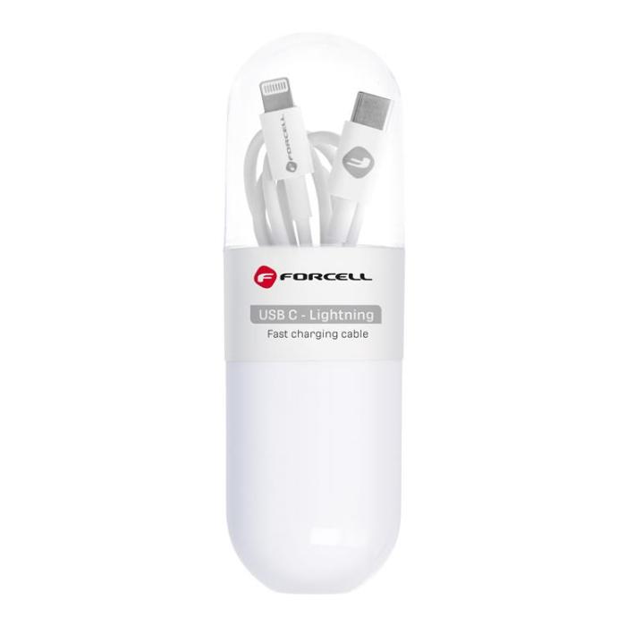 Forcell - Forcell USB-C till Lightning kabel PD 20W 1m - Vit