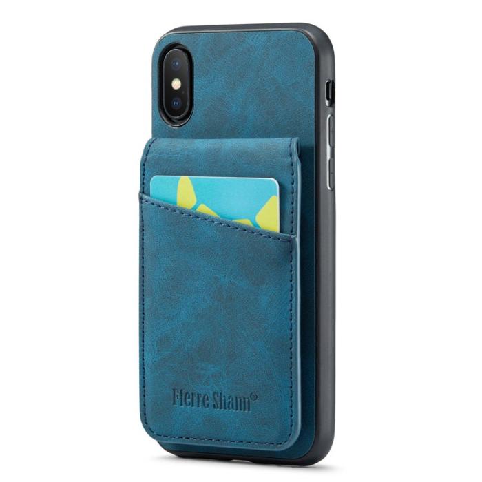 FIERRE SHANN - FIERRE SHANN Kickstand Fodral för iPhone XS Max KonstLäder - Blå