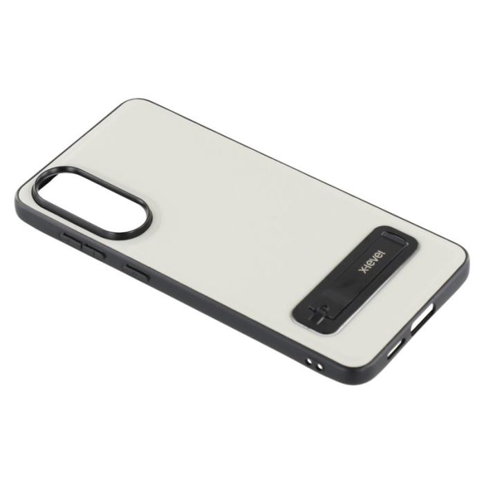 X-Level - X-LEVEL Mobilskal till Galaxy S25 Edge Läderbelagd TPU Med Ställ - Grå