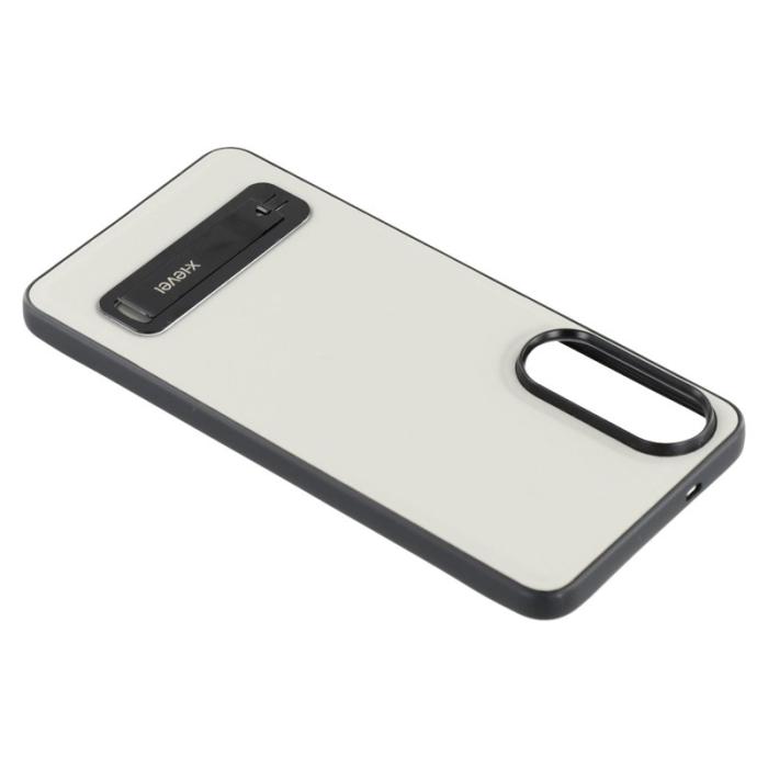 X-Level - X-LEVEL Mobilskal till Galaxy S25 Edge Läderbelagd TPU Med Ställ - Grå