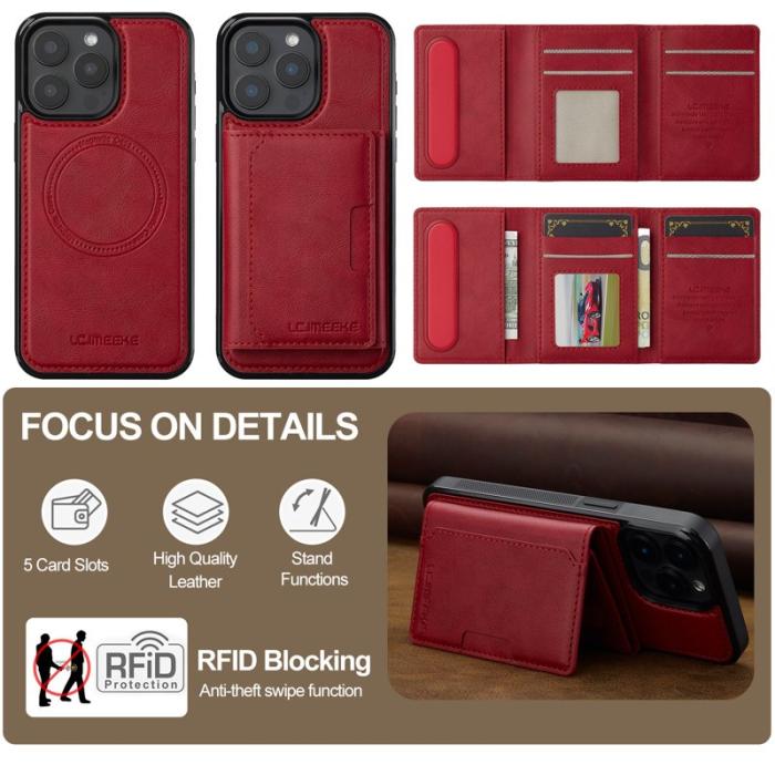 LC.imeeke - LC.IMEEKE L5 iPhone 14 Pro Max Fodral KonstLäder - Röd