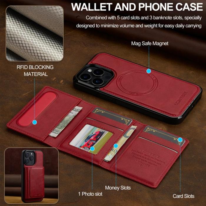LC.imeeke - LC.IMEEKE L5 iPhone 14 Pro Max Fodral KonstLäder - Röd
