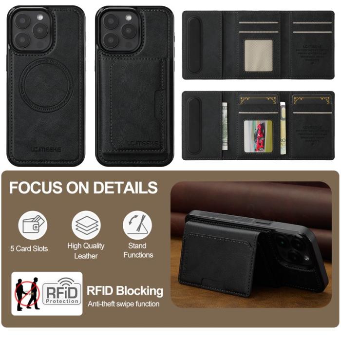 LC.imeeke - LC.IMEEKE L5 iPhone 14 Pro Max Fodral KonstLäder - Svart