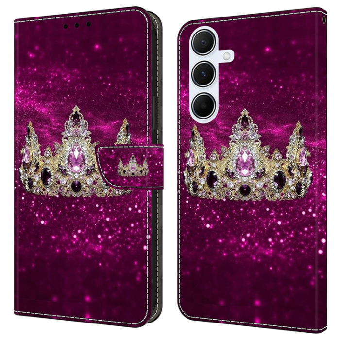 A-One Brand - Galaxy A17 5G Plånboksfodral Pattern Printing - Lila Diamond Crown