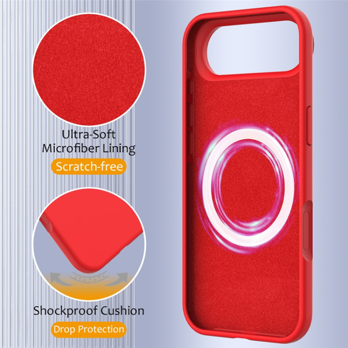 A-One Brand - iPhone 17 Air Mobilskal MagSafe Silikon Anti-Drop - Röd