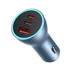 BASEUS - Baseus Golden Contactor Pro USB-A Billaddare + 2x USB-C 65W - Blå