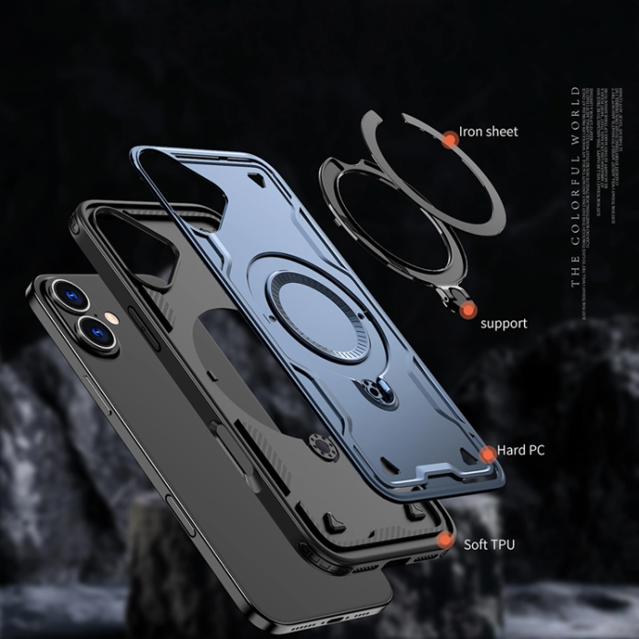 OEM - iPhone 16 Mobilskal MagSafe Hybrid Armor Trendy - Blå