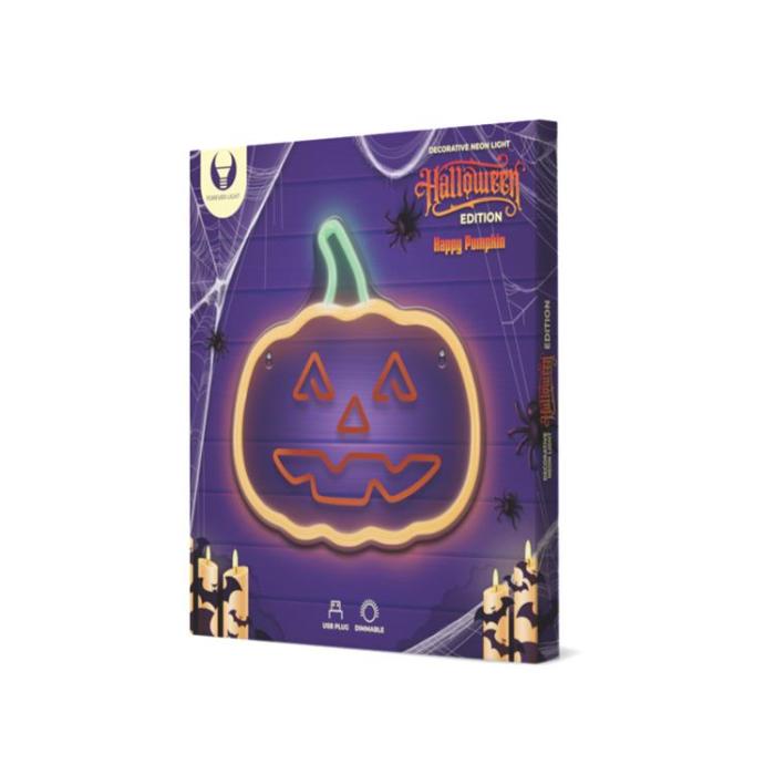 Forever Light - Forever Light Neon LED PLEXI Happy Pumpkin FPNE10 - Orange/Grön