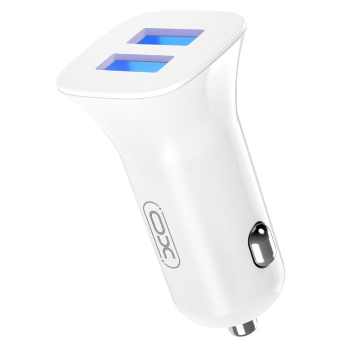 XO - XO Billaddare 2x USB 2.4A + USB-C Kabel TZ10 - Vit