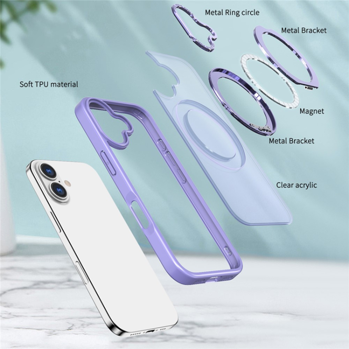 A-One Brand - iPhone 17 Mobilskal MagSafe TPU + Acrylic Kickstand - Ljuslila