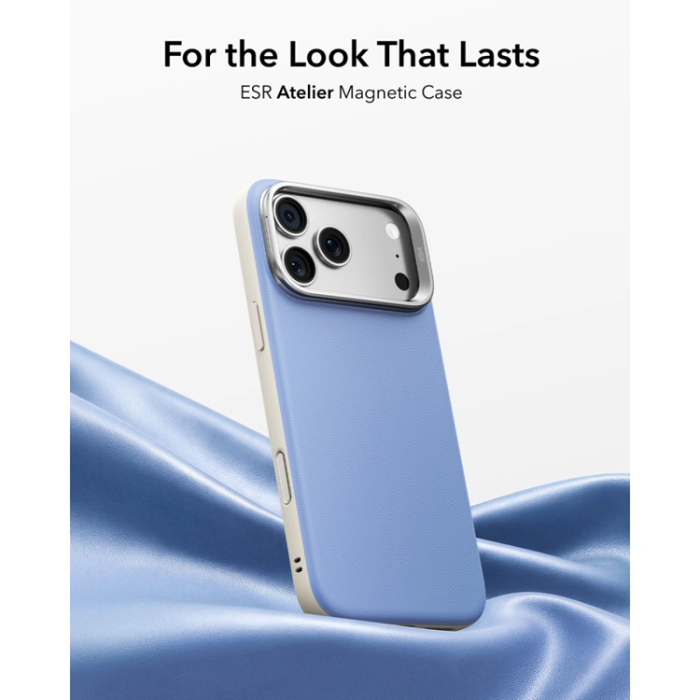 ESR - ESR Mobilskal För iPhone 18 Pro/17 Pro Magsafe Läder Kickstand - Ljusblå