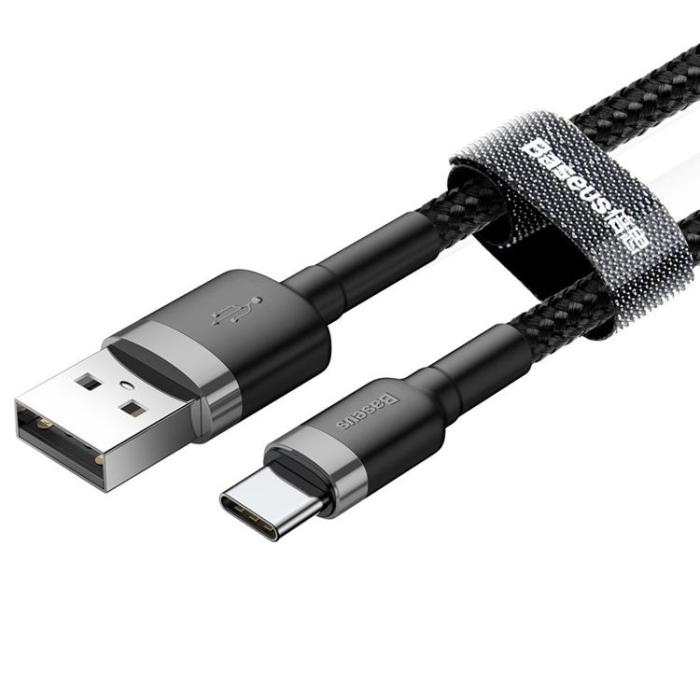 BASEUS - Baseus Cafule USB-C till USB-A kabel 3A 1M - Grå/Svart